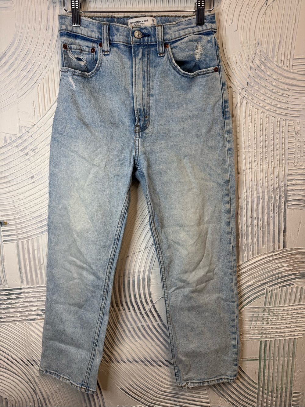 Abercrombie & Fitch Light Blue Ankle Straight High Rise Jeans N0556